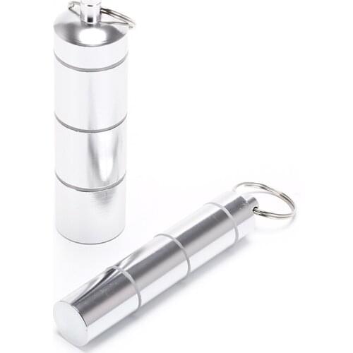Waterproof Camping Survival Pills Box Container Aluminum Medicine Bottle Keychain