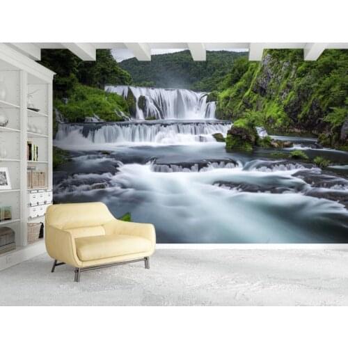 Waterfall Forest Mural Photo Wallpaper Contact Paper for Living Room Bedroom 3d Wall Murals Wall Papers Luxury Home Decor Custom