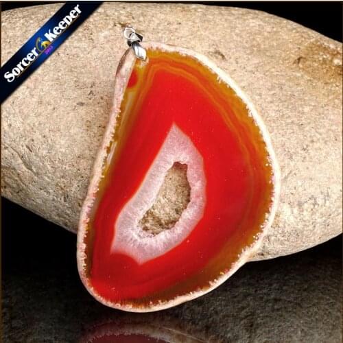 High Quality Natural Crystal Cluster Gem Stone Jewelry Polished Faceted Agates Slice Beads Pendant Necklace for Women WS247