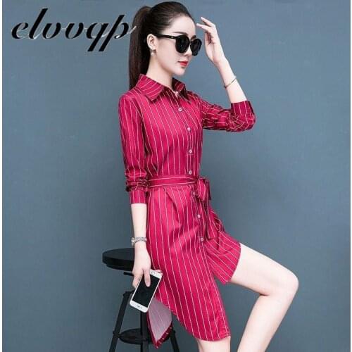 Plus Size 5XL New Spring Autumn Striped Office Shirt Dress Women Irregular Long Sleeve Casual Ladies Elegant Party Midi Dresses