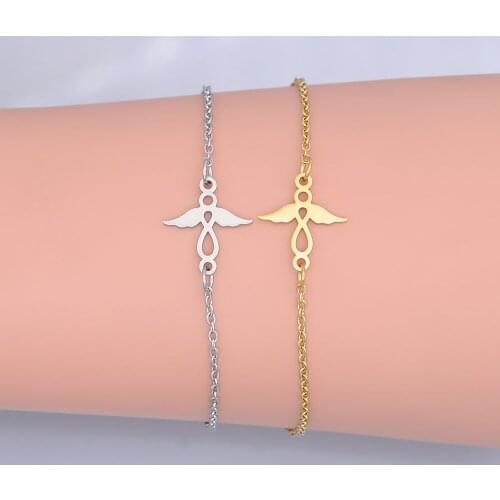 100% Stainless Steel Dainty Angel Charm Bracelet For Women Wholesale High Polished Bracelets Super Quality Never Rust