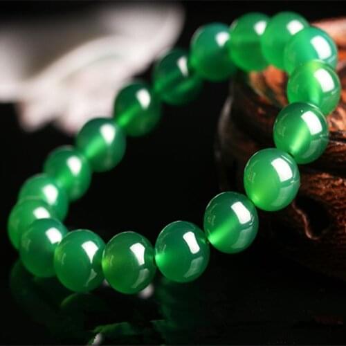 100% real agate bracelet green jade bracelets bangles genuine top brand Men Women round beads jade bangle