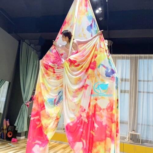 2020 16Yards 14.7M Aerial Silk Set High Quality Gradational Colors Aerial Yoga Anti-gravity for yoga training Yoga for sporting