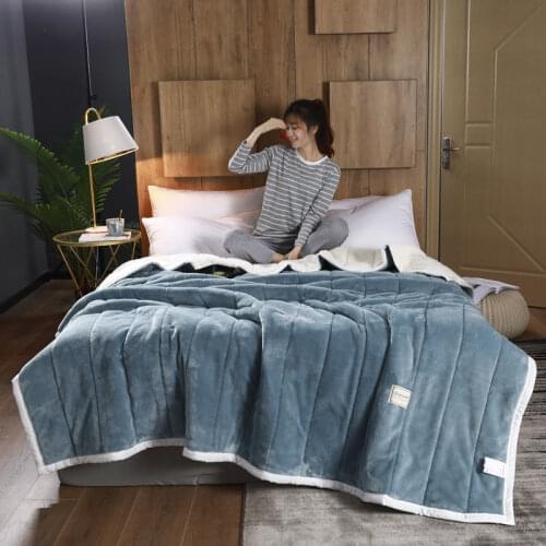 2021 blanket quilt winter thick three layers coral flannelblanket flannelblanket flannelblanket double flannelblanket