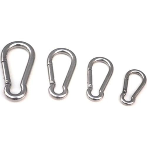 304 Stainless Steel Spring Carabiner Snap Hook Keychain Quick Link Lock Buckle M4-M7