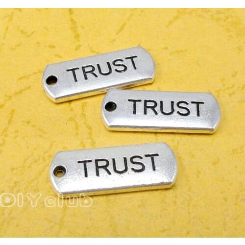 50pcs-Antique Silver / Bronze Trust Charms Pendant 21x8mm