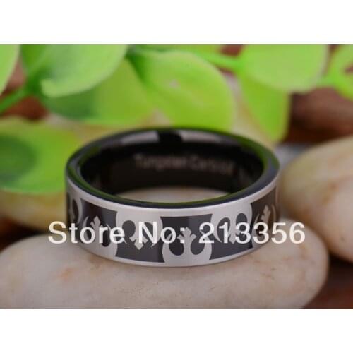Free Shipping UK Russia Brazil USA Hot Selling 8MM Black Pipe Star Wars Rebel Alliance Mens Lord Tungsten Carbide Wedding Ring