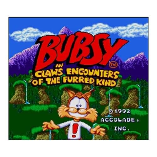 Bubsy in Claws Encounters of the Furred Kind NTSC Version 16 Bit 46 Pin Big Gray Game Card For USA Game Players