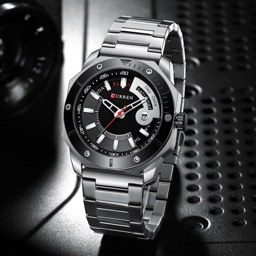 Curren Top Brand Fashion Casual Watch Men Waterproof Stainless Steel Strap Watch Luxury Calendar Quartz Watch Sport Mens Clock