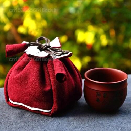 Tea Pot Cover Cotton Bundle Pocket Tea Cup Protective Cover Storage Bag for Tea Set Thickened Purple Clay Pot Single Pot