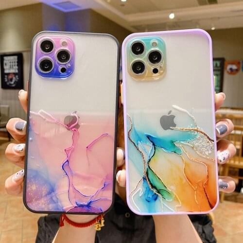 For iPhone 12 Mini 11 Pro XS Max X XR 7 8 Plus SE 2 Phone Case Fashion Watercolor Painting Camera Protection Soft TPU Back Cover