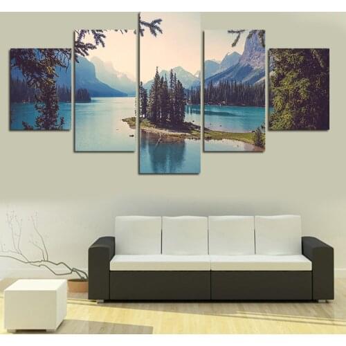 Hot Sale Blue Lake Water Landscape Painting On Wall Beautiful Mountain And River Wall Pictures Cuadros Decoracion Oil Painting