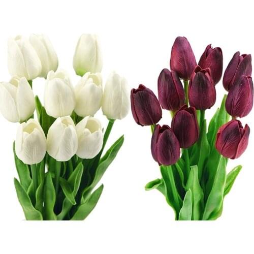 GTBL 20 Stems of Tulip Artificial Flowers Bouquet, Perfect for Wedding, Bridal, Party, Home, Holidays, Garden, Birthday, office