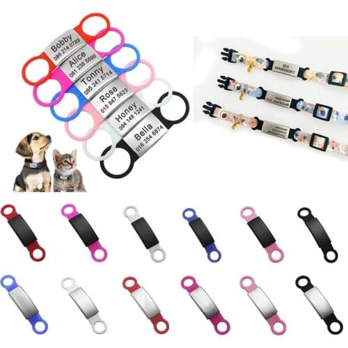 Personalized Cat Dog ID Tag Engraved Name Pet Collar Customized Soft Anti-lost Pet Nameplate Tags Puppy Collar Pet Accessories