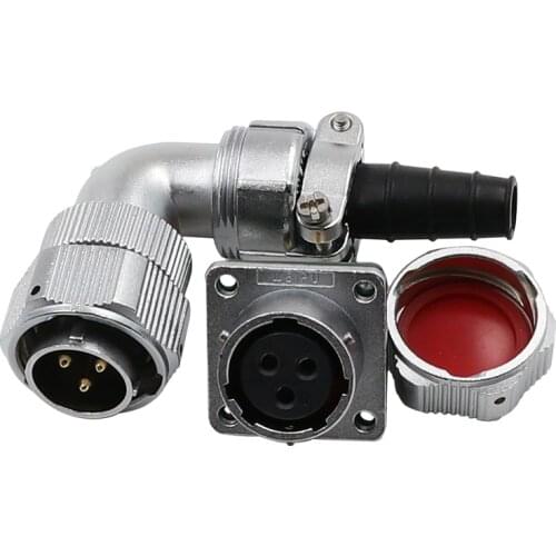 Curved WY20 1/4 Bayonet Coupling Solder Connector M20 Male Plug Female Socket Gold Plating Pins Industrial Waterproof Connectors