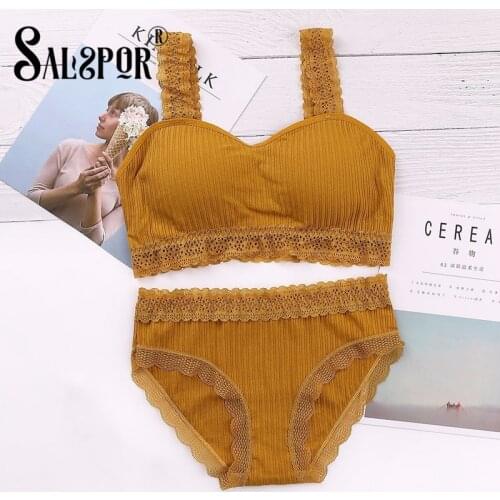 SALSPOR Women Sexy Lace Bras Set Wireless Underwear Briefs Suit Tube Top Comfortable Breathable Bras Panty 2020