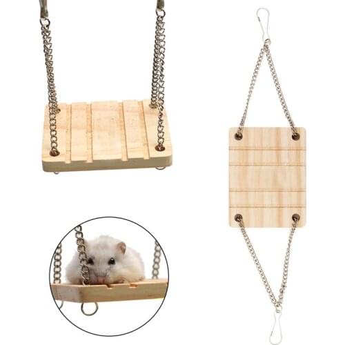Small Animals Toys Hamster Chinchilla Toys Wooden Swing Harness Hanging Bed Parrot Rest Mat Pet Hanging Pet Toys Accessories