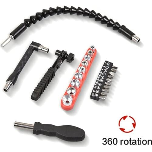 Mini Socket Sleeve Ratchet Wrench 1/4" 6.35mm Screwdriver Set Flexible Shaft Extension Electric Drill Tools