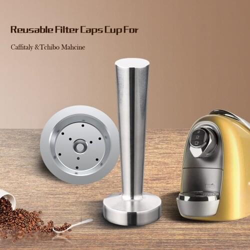 For Caffitaly Tchibo Cafissimo ALDI Expressi Refillable K-Fee Coffee Capsule Pod Filters Stainless Steel Cafeteira Tamper Spoon