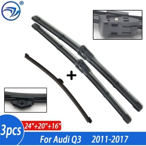Wiper LHD Front & Rear Wiper Blades Set For Audi Q3 MK1 2011 - 2017 2016 Windshield Windscreen Window 24"+20"+16"