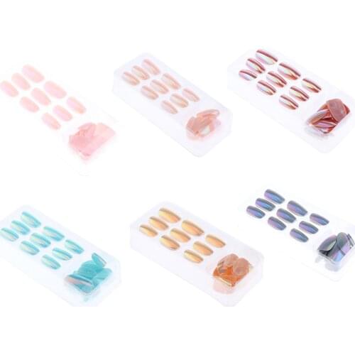 24 Pieces False Nail Tips Glitter Ombre French Tip Full Warp DIY Nails Set - Five Types Optional