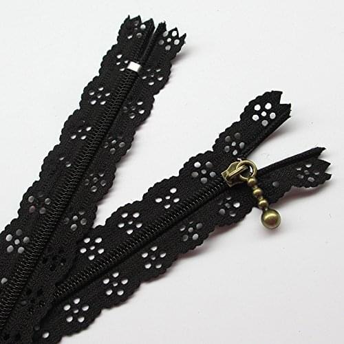 10PCS Full Length 24cm 9 inch DIY Nylon Coil Flower Zipper Lace Zippers for DIY Sewing Tailor Dress Craft Bed Bag