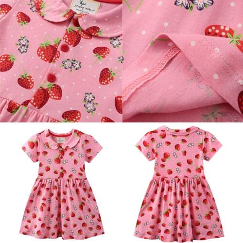 New Short Sleeve Strawberry Vestidos Doll Neckline Summer Dress Cute Children Dresses Plant Harajuku Kids Clothes Girls Cosplay