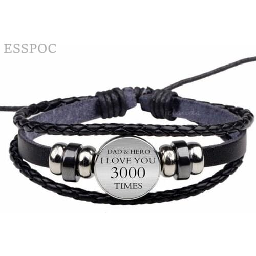 Fathers Day Gift Top Quality bracelet I LOVE YOU 3000 Leather Bracelet Father Daughter Gifts Fine Jewelry Accessories