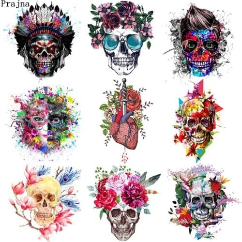 Prajna Grim Reaper Skull Heat Transfers Vinyl Thermo Stickers Iron On Transfers Patch For Clothing Stripe On Clothes Iron Patch
