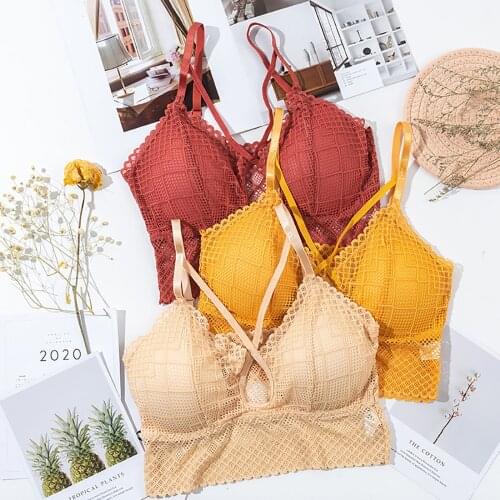 Sexy Lace Wrap Chest Tube bra crop top Nylon Rope Woven Beauty Back Bra Camisole Underwear Bralette Push-up Bra Wire Free Bra