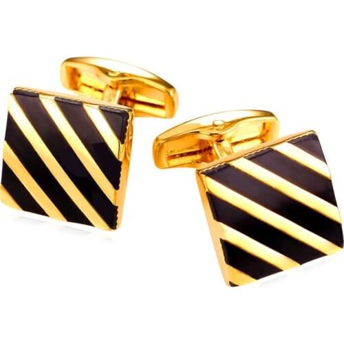 Easy Design Diagonal Stripes Cufflinks For Mens Gold/Silver Color With Enamel Mens Cuff Link Wholesale Men Jewelry C351