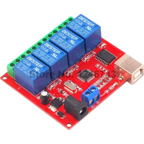 5V 12V 24V 4 Channel Relay Module Computer USB Control Switch Free Driver PC Intelligent Controller