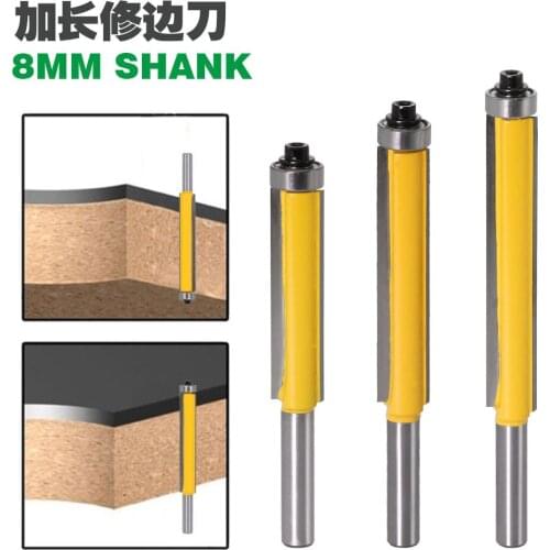 Russian 8mm shank extended bearings trimming cutter woodworking milling cutter trimming machine tool head line trimming cutter