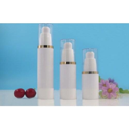 30ml plastic white airless bottle gold line lid serum/lotion/emulsion/liquid foundation/eye essence/sunscreen cosmetic packing