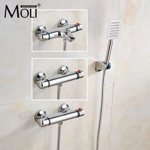Wall Mounted Chrome Thermostatic Shower Mixer Thermostatic Faucet Shower Taps Automatic Temperature Control Water Valve ML0855