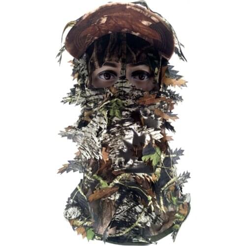 Outdoor Camouflage Mask Hat Full Face Mask Camouflage Head Cover Leaves Paintball Camouflage 3D Leaf Hat Cap For Outdoor Hunting