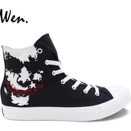 Wen Hand Painted Athletic Shoes Design Joker Custom High Top Rubber Soled Black Canvas Sneakers Men Women Skateboard Trainers