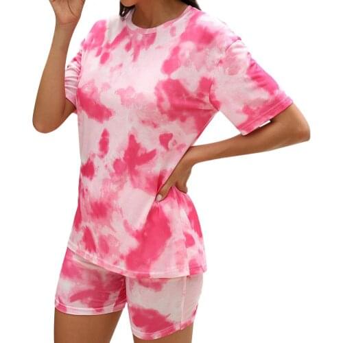 Women Printed Sleepwear Fashionable Sleep Pajama Set Female Casual Short Sleeve Elastic Waist Nightwear Retro Women Pajama