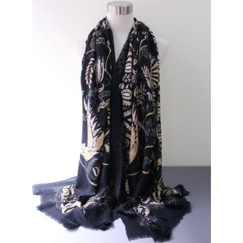 Pure cashmere flowers birds print women classic thin scarf shawl pashmina 100x200cm all matching wholesale retail