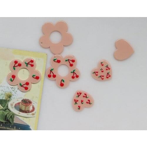 10 PCS Acrylic Heart Flower Charms Pendant DIY Earring Accessories Findings For Jewelry Making