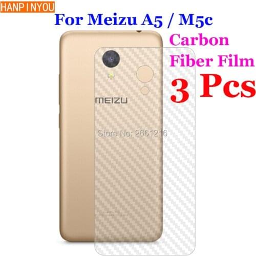 3 Pcs/Lot For Meizu M5c / A5 5.0" 3D Non-slip Clear Carbon Fiber Back Film Screen Protector Protective Sticker Meilan 5c / A5