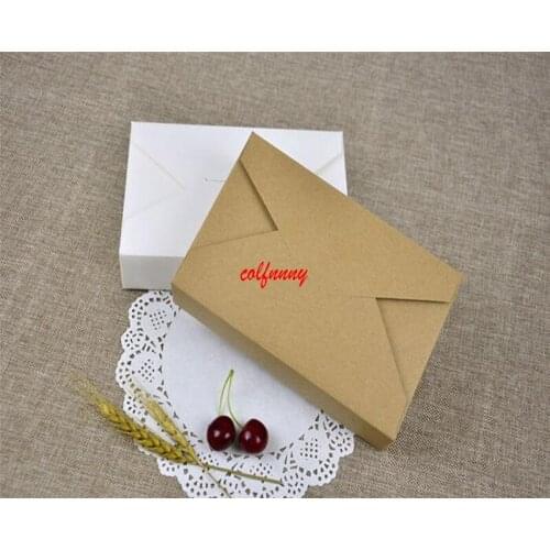 300pcs/lot 19.5cmx12.5cmx4cm Kraft Paper Gift Box Envelope Type Cardboard Boxes Sugar Package For Wedding Party Festival F062708