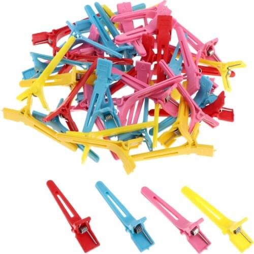 50pcs 1.8inches Plastic Candy Color Curl Clips Duckbill Sectioning Clamps Alligator Barrettes for Women Styling