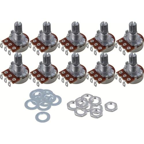 B25k Short Shaft 15mm Linear Pot Guitar Tone Potentiometer for Electric Guitar Set of 10