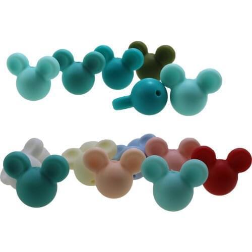 Free shipping 10pcs/lot Mickey Silicone Teething Beads Cartoon Silicone Beads For Necklaces BPA Free Silicone teethers DIY
