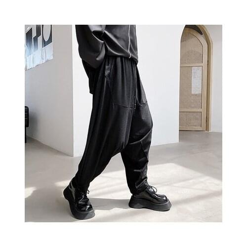 Spring and summer saggy feeling 100% matching crotch nine-point pants fashion Japan loose big crotch pants loose waist low crotc