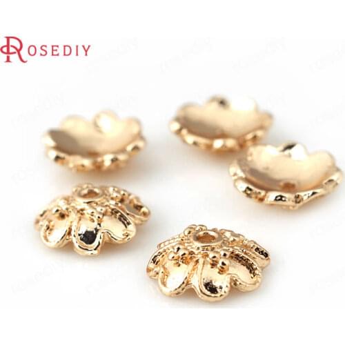 D071)10 pieces 8mm 24K Champagne Gold Color Plated Brass Beads Caps Tassel Caps High Quality Diy Jewelry Accessories