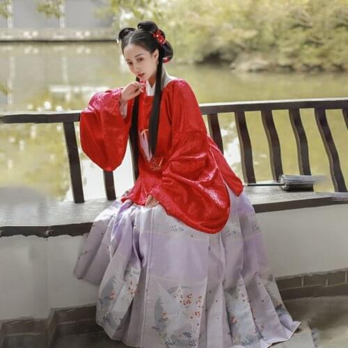 Ancient Traditional Chinese Woman Elegant Hanfu Dress Fairy Embroidery Stage Flok Dance Costume Retro Ming Dynasty Hanfu SL4336