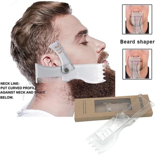 Beard Shaping Tool Template Comb Trimming Shaper Transparent Mens Beards Combs Beauty Tool For Hair Beard Trim Templates