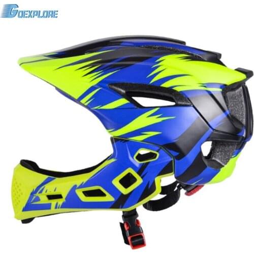 Goexplore Bicycle Helmet Chin With Rear Light Riding Detachable Unisex Children Outdoor Safe Full Face Cycling Helmet kids